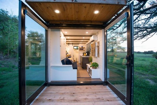 Elegant Container Tiny House Yellow & Blue - image 11