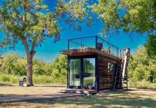Elegant Container Tiny House Yellow & Blue - image 16